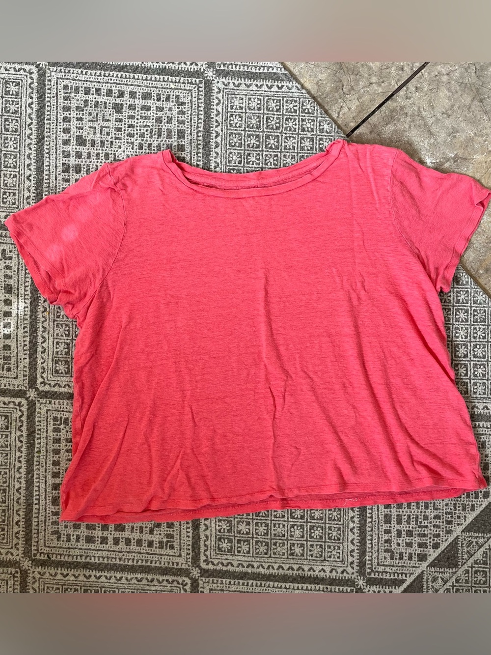 100% Organic Linen Eileen Fisher boxy cropped short sleeve lightweight tee large